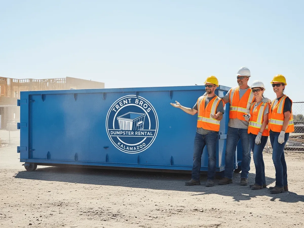 Trent Bros Dumpster Rental Kalamazoo crew outside the Cork St yard